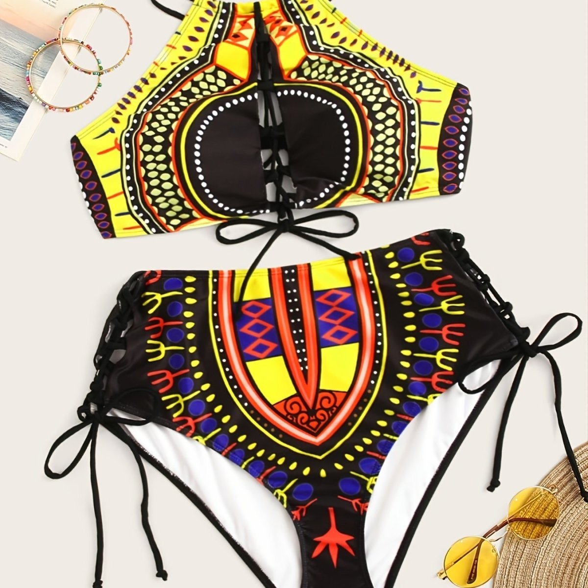 Ethnic Print Bikini Set - High Stretch Swimsuit3P's Inclusive Beauty