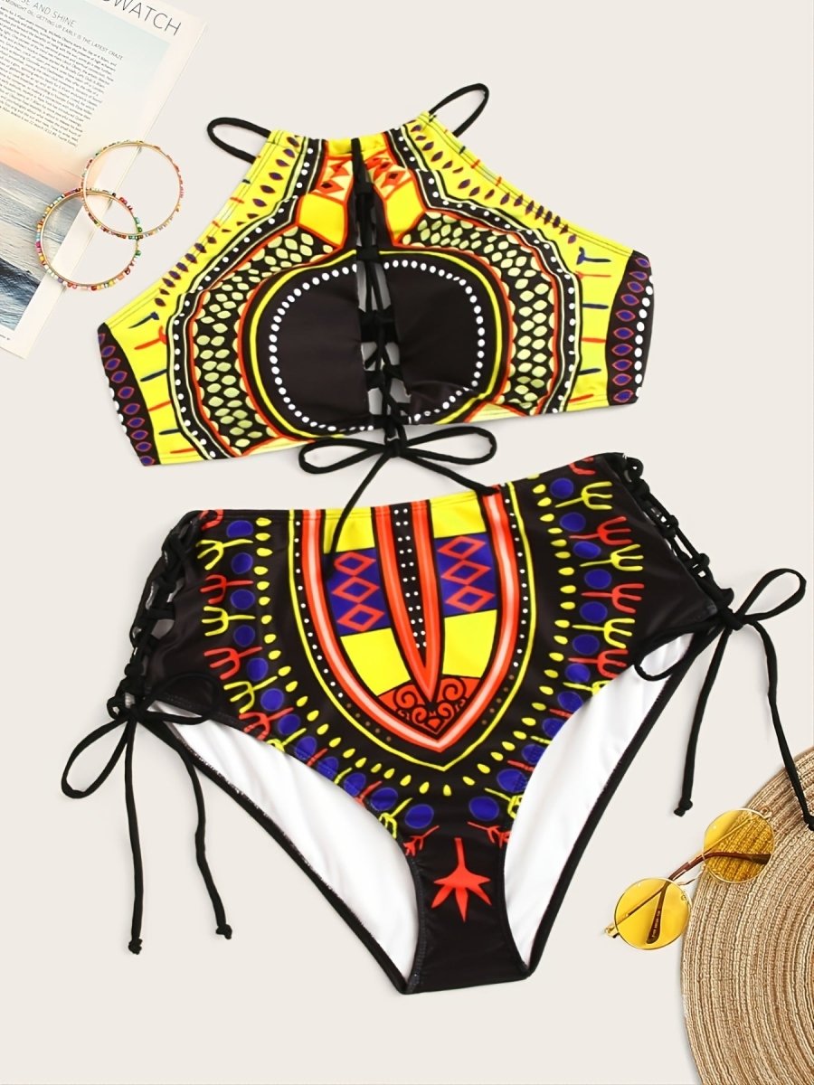 Ethnic Print Bikini Set - High Stretch Swimsuit3P's Inclusive Beauty