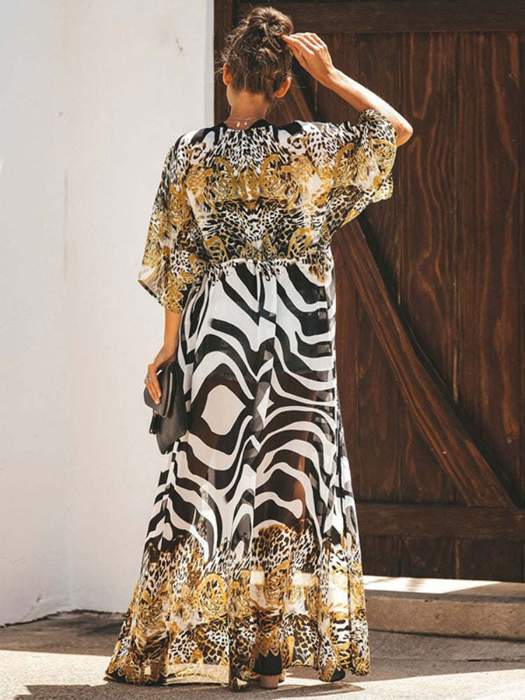 Chiffon Beach Kimono - Leopard Print3P's Inclusive Beauty
