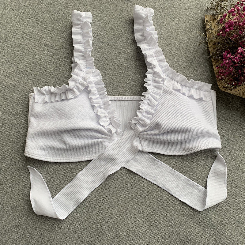 Ruffle Trim Bikini Set with Tie Front and Tie Bottoms3P's Inclusive Beauty
