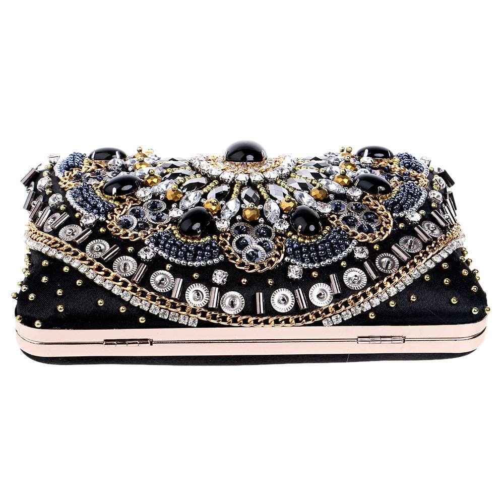 Embroidered Evening Clutch, Black~3P's Inclusive Beauty