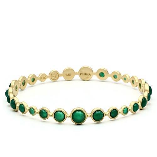 Matte Gold - Sterling Silver Bangle with Semi-Precious Onyx in Emerald 3P's Inclusive Beauty