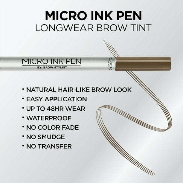 L'Oreal Paris Brow Stylist Up to 48HR Wear Micro Ink Pen, Brunette 3P's Inclusive Beauty