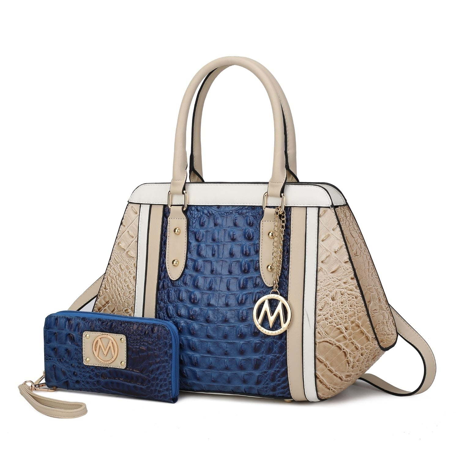 MKF Collection - Daisy Croco Satchel Handbag & Wristlet Wallet Set 2 pcs by Mia K - Charcoal Gray 3P's Inclusive Beauty