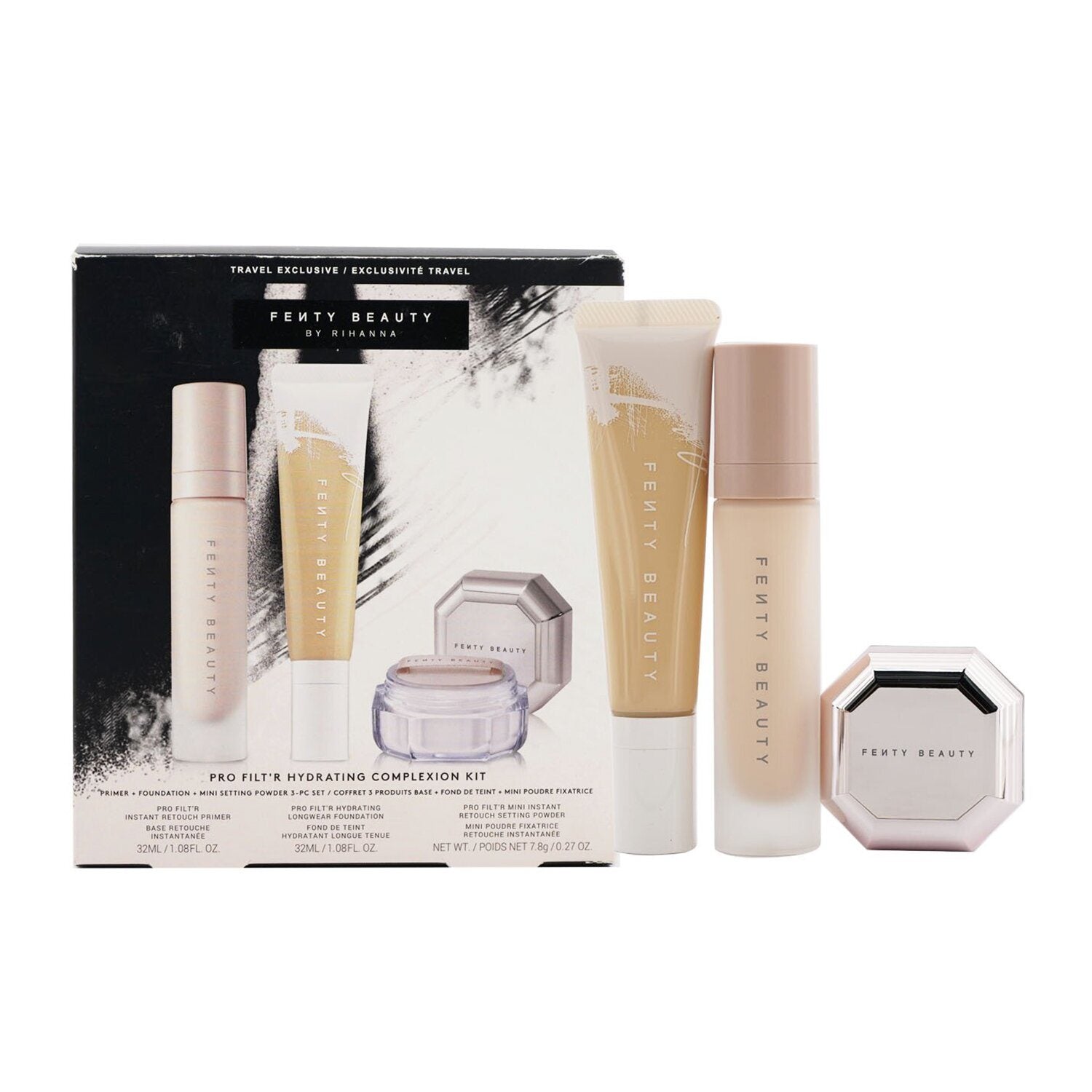 Fenty Beauty-Pro Filt'R Hydrating Complexion Kit: Foundation+Primer+Instant Retouch Setting Powder-#140~3P's Inclusive Beauty