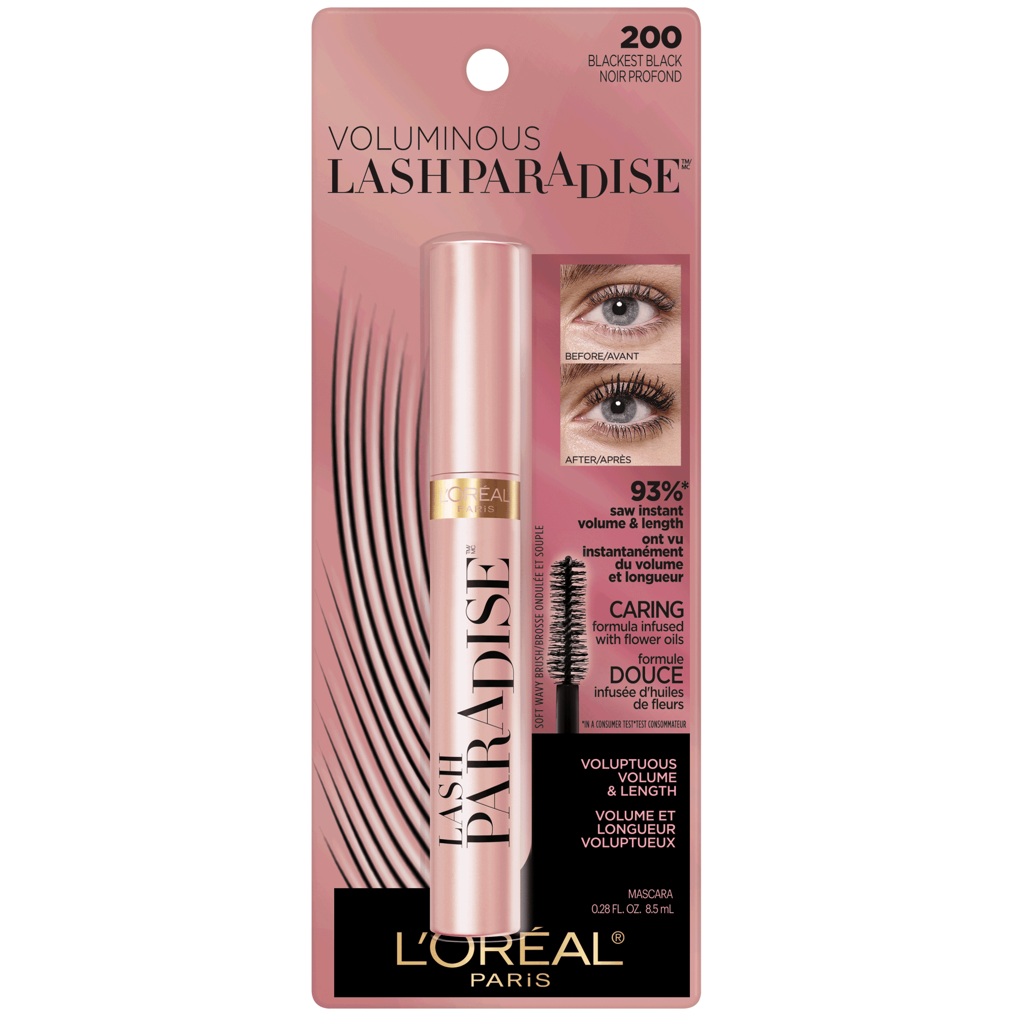 L'Oreal Paris Voluminous Makeup Lash Paradise Volume Mascara; Blackest Black; 0.28 fl. oz 3P's Inclusive Beauty