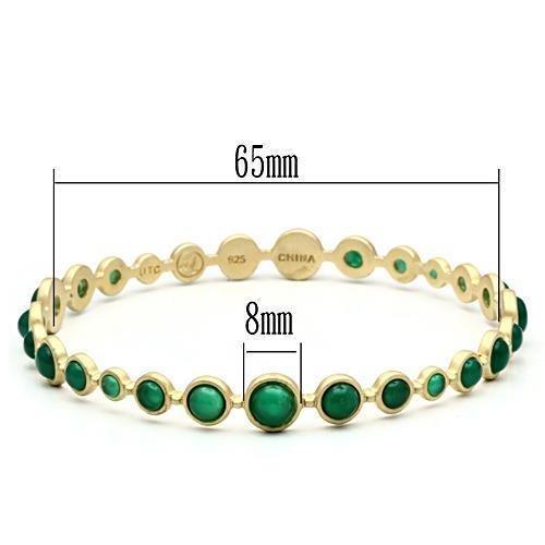 Matte Gold - Sterling Silver Bangle with Semi-Precious Onyx in Emerald 3P's Inclusive Beauty